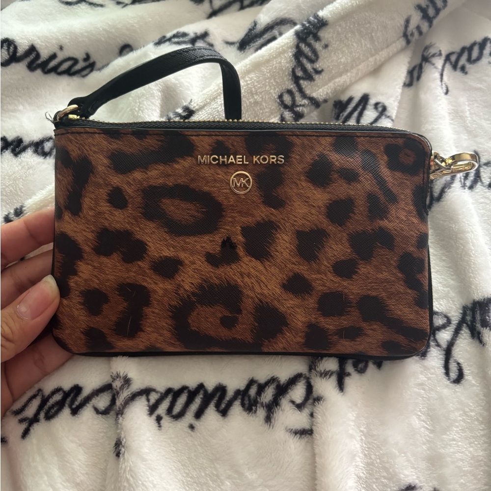 Michael Kors Brown Leopard Print Clutch